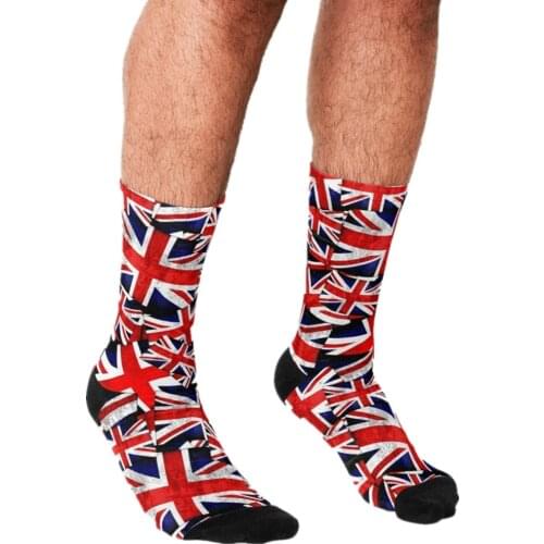 2021 Funny Socks Men harajuku Union Jack Socks Printed personality Happy hip hop Novelty Skateboard Crew Casual Crazy Socks