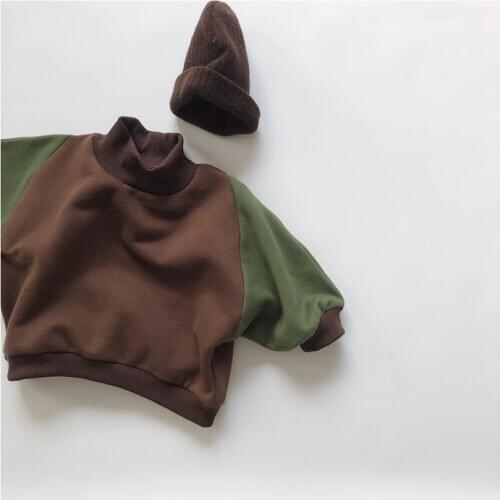 Korea childrens wear 2020 autumn and winter childrens collar sweater for boys and girls fleece pullover baby fleece jacket