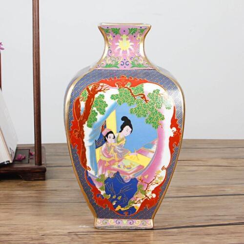 Royal Ancient traditional Chinese painting of beautiful women Antique Decoration Porcelain Flower Vase