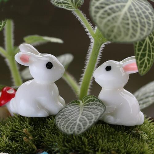 Rabbit Ornament Miniature Figurine Micro Landscape Terrarium Fairy Garden Decor Toy Kids gift Kawaii Rabbit Toys for Children