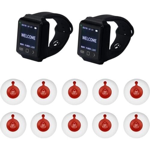MEEYI Y-670/y-a1-wr Visitor Waiter Dining Table Waterproof Watch Paging System 1 Watch and 5 Buttons (red)