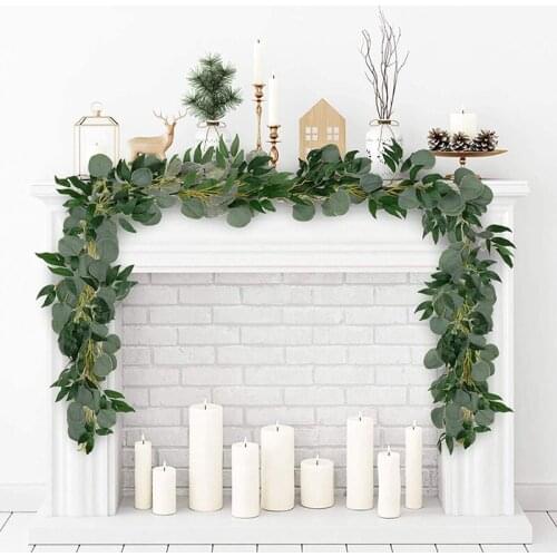 MLGB 3 Packs 6.5 Feet Artificial Silver Dollar Eucalyptus Garland with Willow Vines Twigs Leaves Greenery Garland