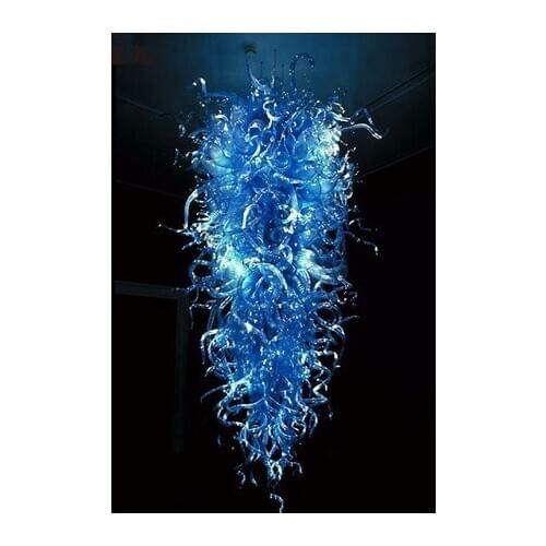 Fashionable Blue Factory Price Long Murano Glass Chandelier Lighting