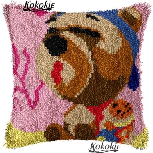 Cartoon Latch Hook Pillow Kits 3d Needlework Unfinished Crocheting Rug Kits Yarn Handmade Embroidery Pillowcase diy carpet