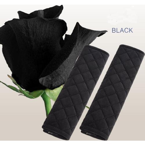 Car Seat Belt Cover Black Plush Winter/Autumn Shoulder Pads 2PCS SET