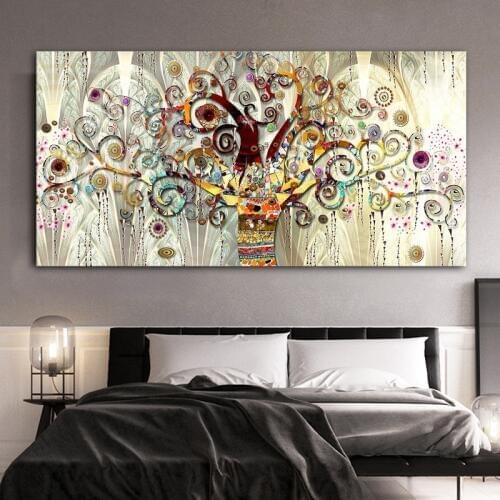 CHENFART Tree of life Gustav Klimt Landscape Wall Art Canvas Scandinavian Poster Print Modern Wall Art Picture for Living Room