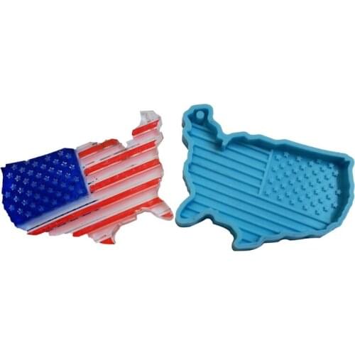 2021 New DIY US Map Keychain Silicone Epoxy Mold DIY Keychain Pendant Jewelry Crafting Mould for Valentine Love Gift