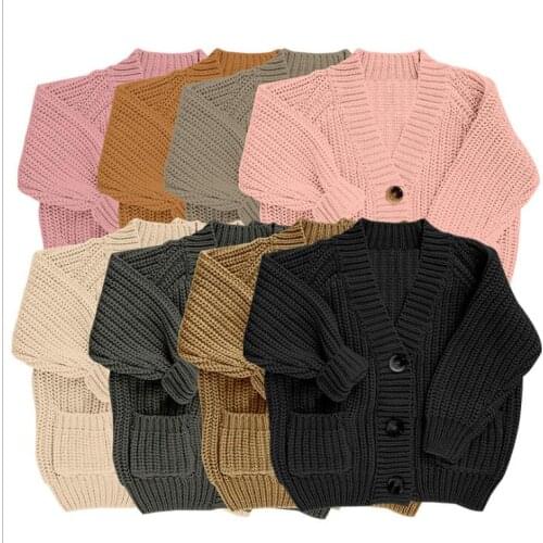 2020 New Arrival Girls Boys Thicken Knitted Sweaters Winter Full Sleeve Fashion Kids Cardigan 1-6 Years QL977