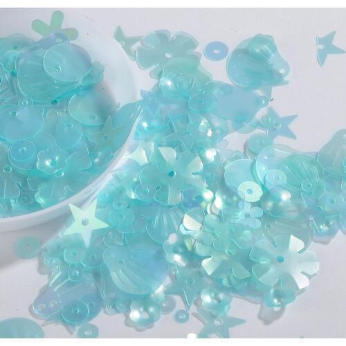 10g/Pack Matte Lake Blue Sequin Flower Plum Star Shell Shape Sequins Paillettes Handcraft Sewing Wedding Confetti Accessories