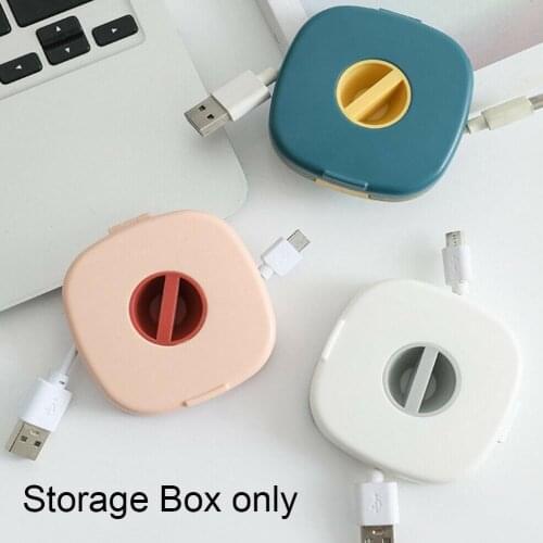 Portable Rotating Data Cable Storage Box Mobile Phone Charging Cable Winder