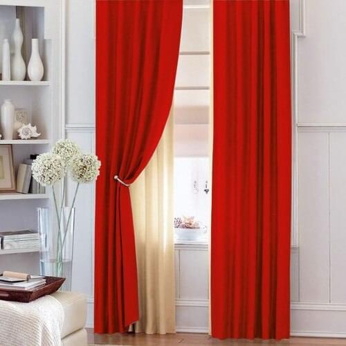 Nature Curtain Pleated Backdrop Curtain-Together with Red 80x260 cm-Crystal Renso
