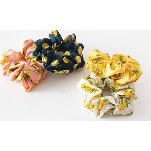 Boutique 20pcs Fashion Pineapple Printed Ponytail Holder Hair Ties Elastic Hair Bands Princess Headwear Girls Hair Accessories