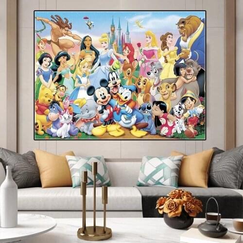 Catoon Snow White Cinderella Princess Poster Disney Watercolor Canvas Painting Print Art Wall Picture For Kid Home Decor Cuadros