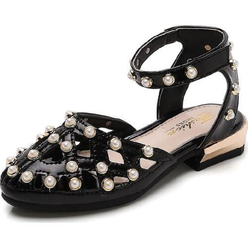 Summer Retro Girls Sandals Teenages Kids Slip On Flats Rivet Shining Single Princess Roman Shoes For Children Girl 2020 New