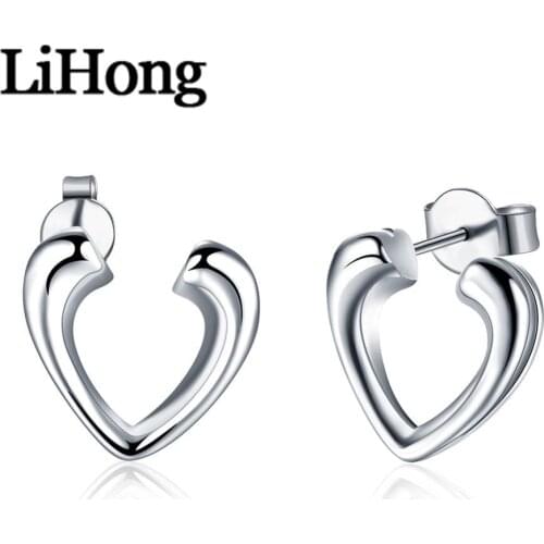 New 925925 Sterling Silver Love Heart-Shaped Earrings WomenS Wedding Engagement Fashion Party Jewelry