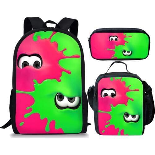 3pcs/set School Bags Splatoon 2 Backpacks For Boy Girls Casual Game Printed Backpacks Sets Splatoon Bag School Gift