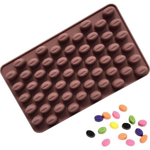 Silicone Chocolate Coffee Beans Mould Candy Cake Sweets 55 Cavity Candy Mini Coffee Beans Chocolate Sugar Cake Decoration Tools