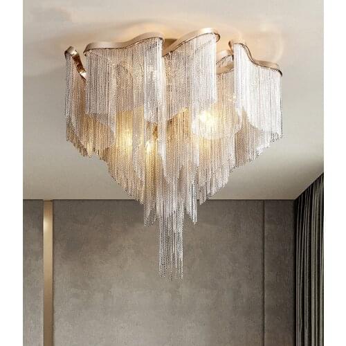 Modern Tassel Chandelier Lighting LED E12 Luxury Gold String Ceiling Chandelier Interior Living Room Indoor Lighting Villa Lamp