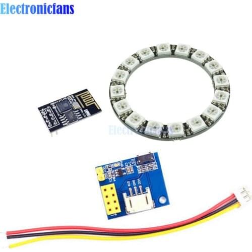 ESP8266 ESP-01 ESP-01S RGB LED Controller Adpater WIFI Module for Arduino IDE WS2812 WS2812B 16 Bits Light Ring Christmas DIY