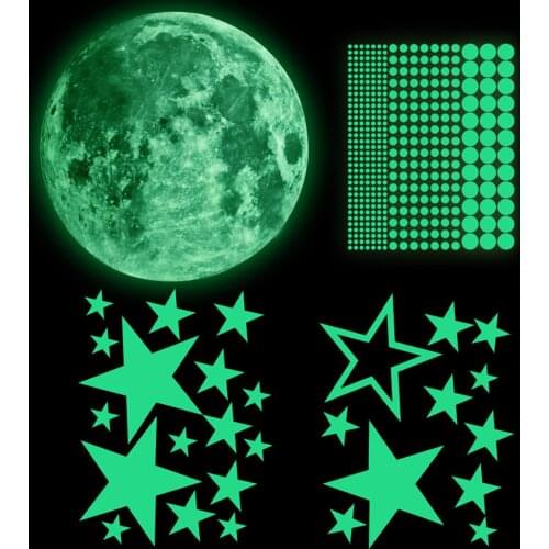 Luminous Moon and Stars Wall Stickers for Kids Room Baby Nursery Home Decoration Wall Decals Glow in the Dark Bedroom Ceiling