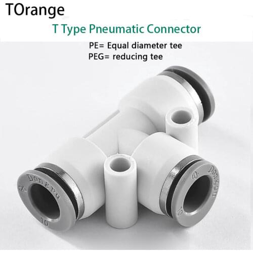 T Type Pneumatic Connector Tee Union Push In Fitting for Air Pipe joint Hose Pipe Fittings 1 Pcs