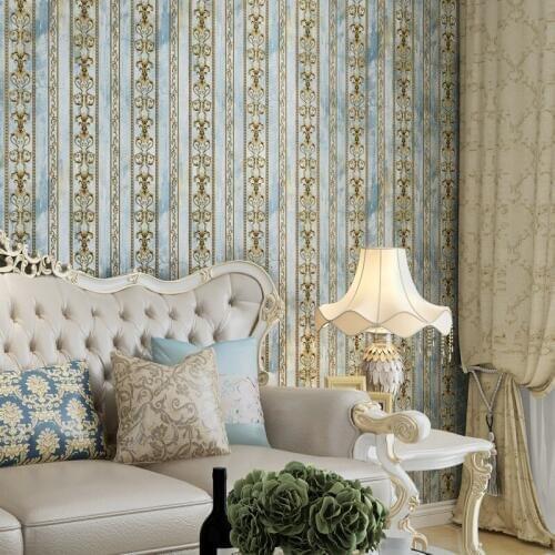 Vintage Euroean Strip Wall Papers Home Decor Floral Wallpapers Roll For Living Room Bedroom Walls Decorative Carta Da Parati