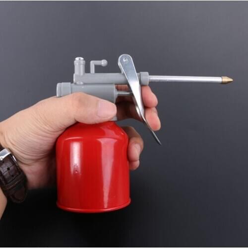 High Pressure Machine Oil Can 350ML Plastic Hose Resistant to Copper Tip Nozzle Oiler Oil Spray Bottle Oil Can