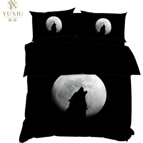 YuXiu 3D Printing Animal Wolf Duvet Covers 3Pcs Sets Bedding Set Bed Linen Cover Pillowcases King Queen Full Twin Double