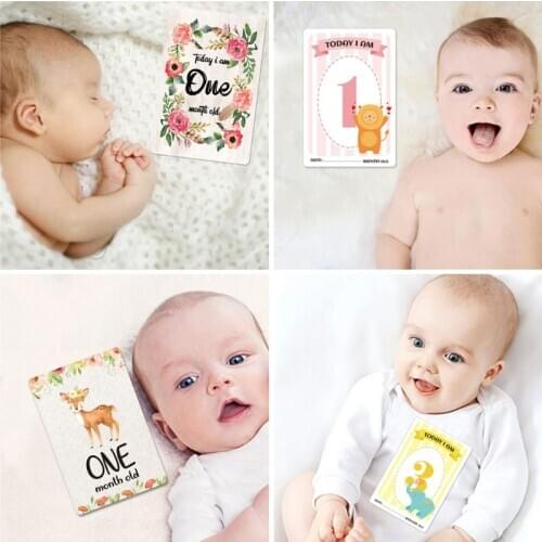 12 Sheet Baby Monthly Milestone Cards Birth to 12 Months Photo Prop Moment Cards 54DA
