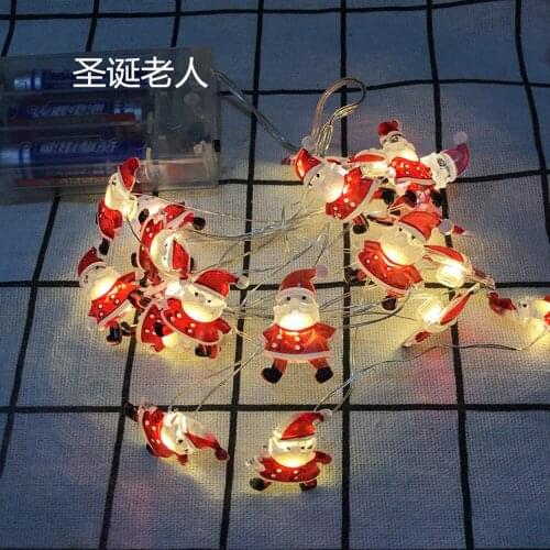 2M 20LED Snowflake Garland String Lights Santa Claus Snowman Elk Ornaments Merry Christmas Tree Decorations for Home Xmas Decor
