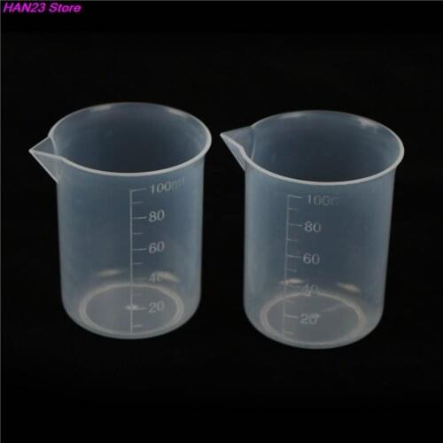 2Pcs 100ml Plastic Beaker Clear High temperature resistance Borosilicate Low Form Beaker Laboratory Educational Supplies