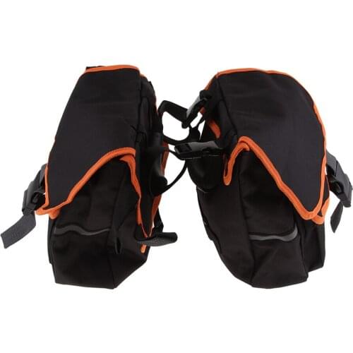 2pcs Multifunctional Canvas Motorcycle Saddle Bag Bike Bicycle Side Storage Pouch with Orange Trim