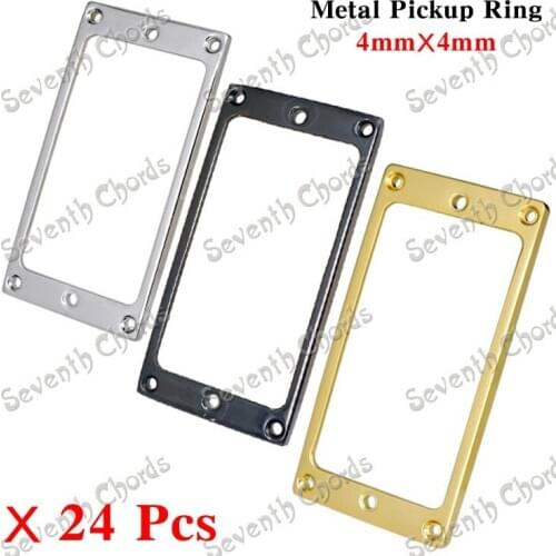 24 Pcs 3 Colors Metal Flat bottom Humbucker Pickup Ring for Electric Guitar Replacement / Pickup Frame Mounting Ring 4mmx4mm