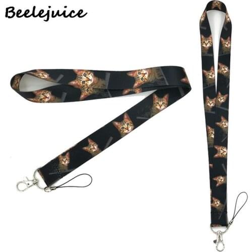 24pcs Animals Cat Neck Keychain Necklace Webbings Ribbons Anime Cartoon Neck Strap Lanyard ID badge Holder Keychain Lanyards