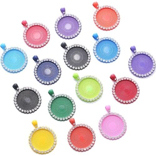 4pcs New Fashion 25mm Inner Size KC Gold/Bronze/Silver Plated Transparent Rhinestone Cabochon Base Setting Charms Pendant