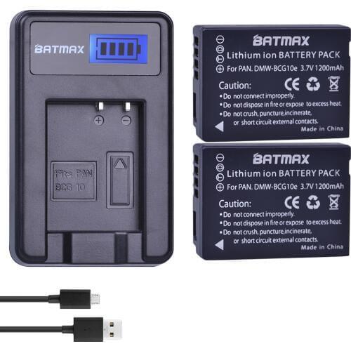 2xDMW-BCG10 DMW BCG10 BCG10E battery+LCD USB Charger for Panasonic Lumix DMC-3D1 DMC-TZ7 DMC-TZ8 DMC-TZ10 DMC-TZ18 DMCTZ19