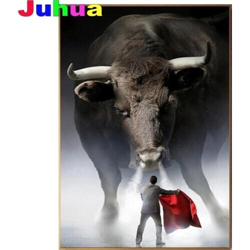 5d diy diamond painting Modern Home Decor Matador Bull mosaic diamond crystal painting full square round diamond embroidery art