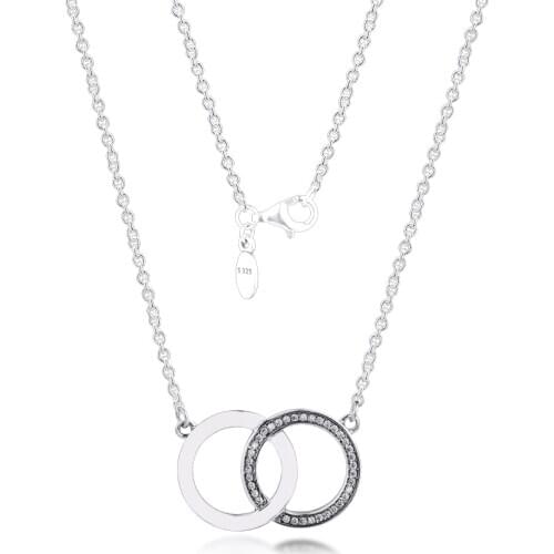 Authentic 925 Sterling Silver Clear CZ Circles Necklaces For Women S925 Necklaces & Pendant Fine Jewelry Gift Colgantes
