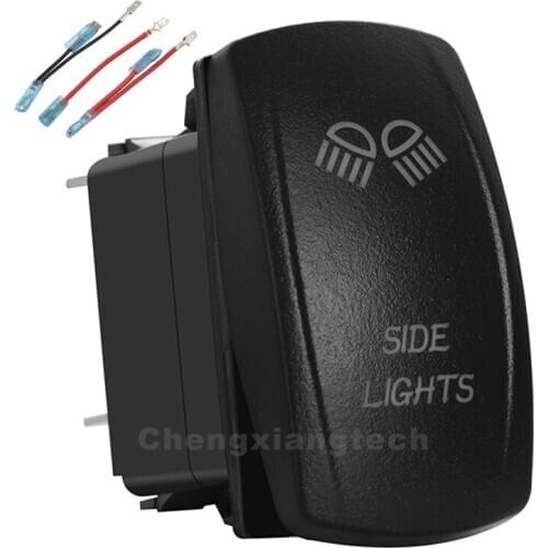 Side Lights Green Led 12v/24v Toggle Rocker Push Switch 5 Pins SPST ON/OFF For Car Boat Truck Waterproof + Jumper Wires Set
