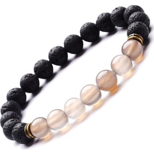 Natural Gray Stone Bracelets 8mm Black Lava Stone Beads DIY Aromatherapy Essential Oil Diffuser Bracelet Jewelry