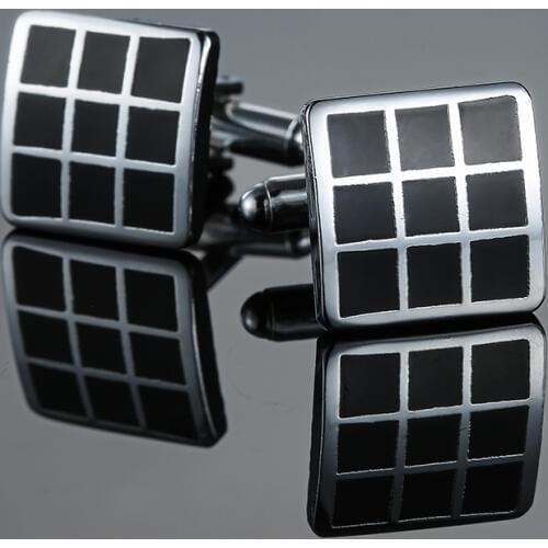 C-MAN The high-end mens shirts Cufflinks Black Plaid Shirt Cufflinks French wedding groom suit accessories