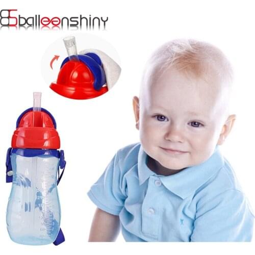 Childrens Straw Cup Baby Water Cup 260/330ML Bottles New Leak-Proof Safe And Healthy With Strap School Kids Cute Fashion