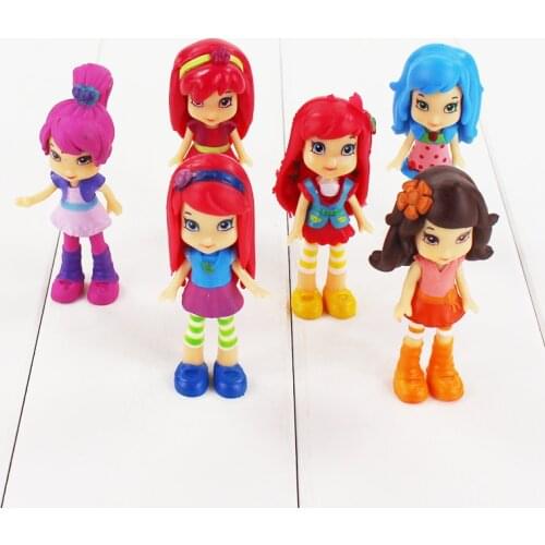 6PCS/Set 8cm Polly Action Figure Strawberry Shortcake Berryfest Princess Doll Cake Micro Kid Party Toy Gifts
