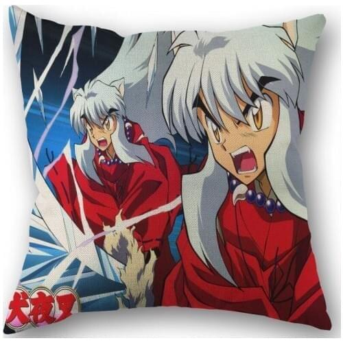 Custom Inuyasha Pillowcase Wedding Decorative Cotton Linen Pillow Case For Home Pillow Cover 45X45(One Sides)