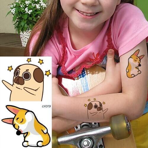 Kawaii Girls Hands Arm Yellow Fox Stars Temporary Tattoos Sticker Women Body Art Tatto Cartoon Fake Waterproof Custom Tattoo DIY