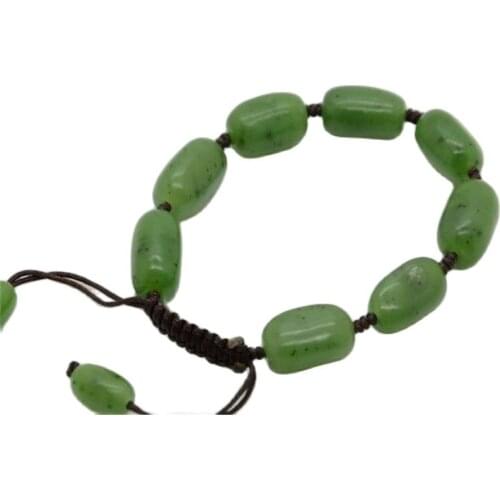 China Handmade Natural Jade Carving Hetian Jade Green Jade Bracelet Knitting Handstring
