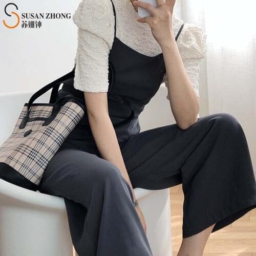 Women Overalls Trousers Summer Female Suspender Pants Long Loose Thin Strap Adjustable High Waist Pockets Office Korean Fashion