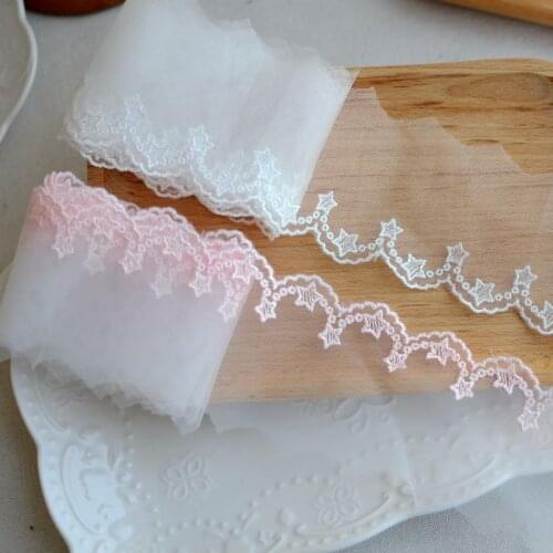 Free Shipping 2Meters Skin Pink White embroidered Thread Flower Baby Lace Trim DIY Garment Accessories Crocheted Lace Ribbon 6cm
