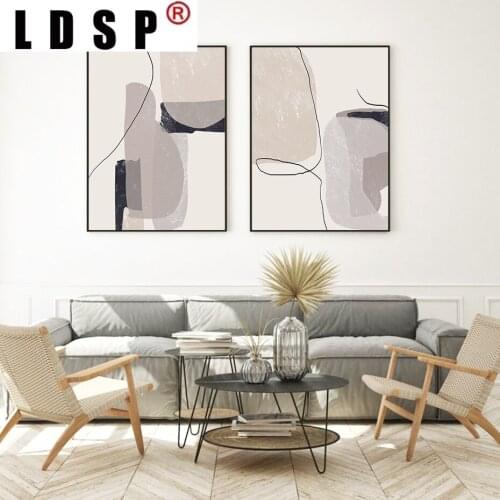 LDSP Modern Abstract Beige Brush Pattern Landscape Canvas Painting Pictures Wall Art Posters Prints For Living Room Home Decor