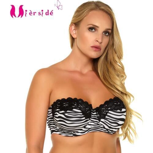 Mierside 2832 Women Large Bra Plus Size 36-44 D/DD/DDD Unerwire Big Cup Sexy strapless half cup bralette Big Size